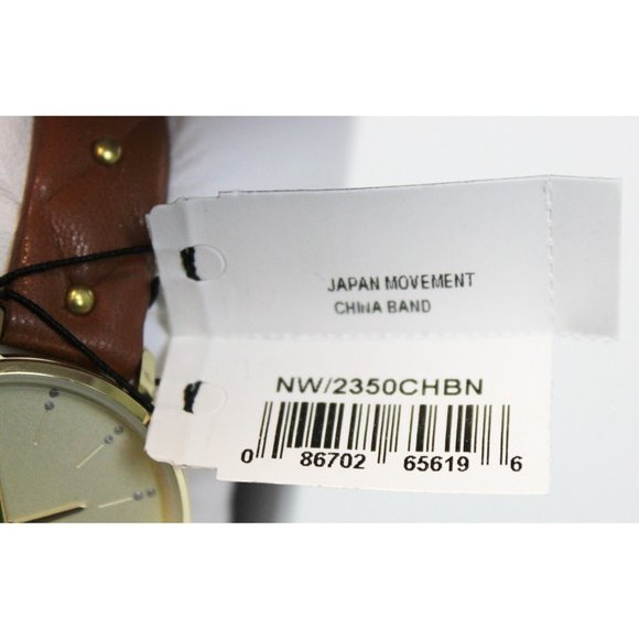 NWT Nine West Brown Leather Gold Colored Watch Women's Analog Business Formal - Picture 8 of 12